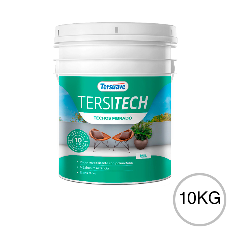 Membrana Liquida Impermeabilizante para Techos y Muros Tersitech Fibrado Blanco 10Kg