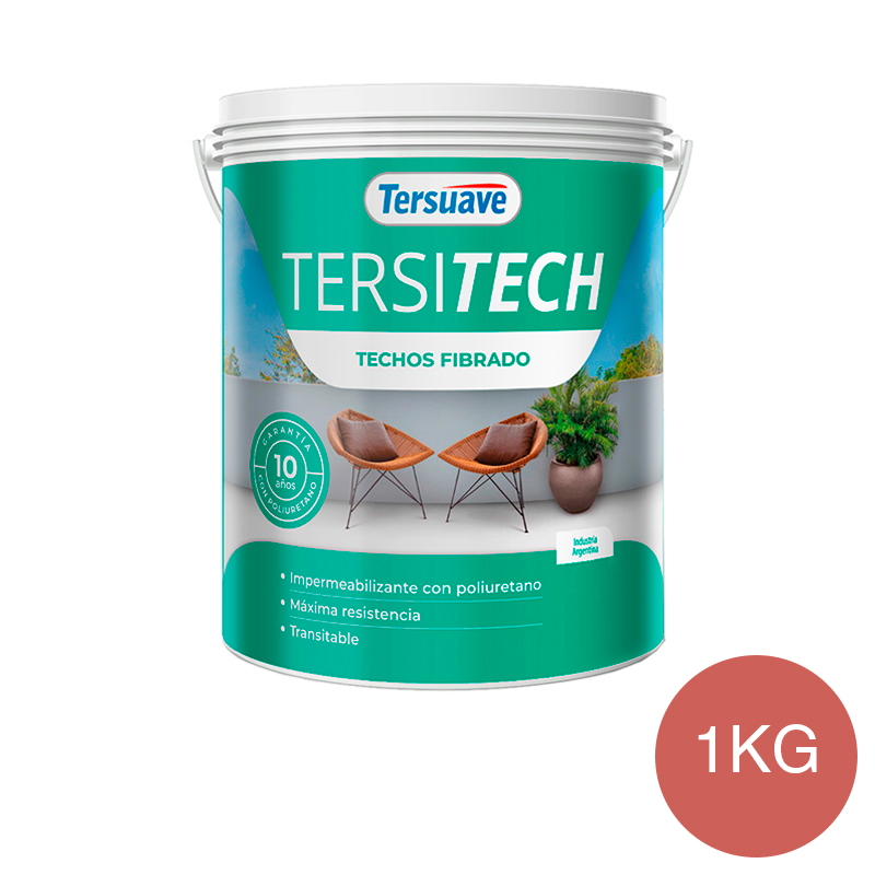 Membrana Liquida Impermeabilizante para Techos y Muros Tersitech Fibrado Rojo Teja 1Kg