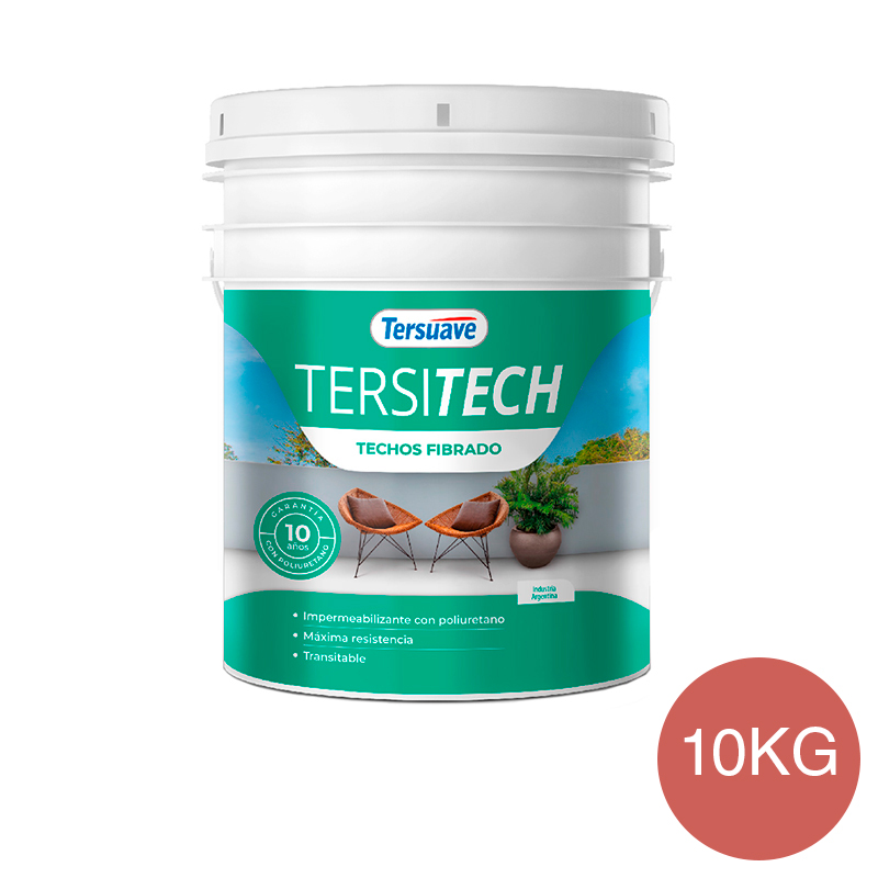 Membrana Liquida Impermeabilizante para Techos y Muros Tersitech Fibrado Rojo Teja 10Kg