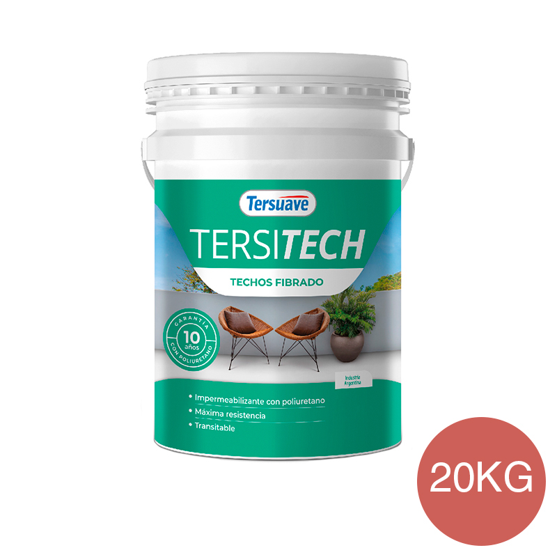 Membrana Liquida Impermeabilizante para Techos y Muros Tersitech Fibrado Rojo Teja 20Kg