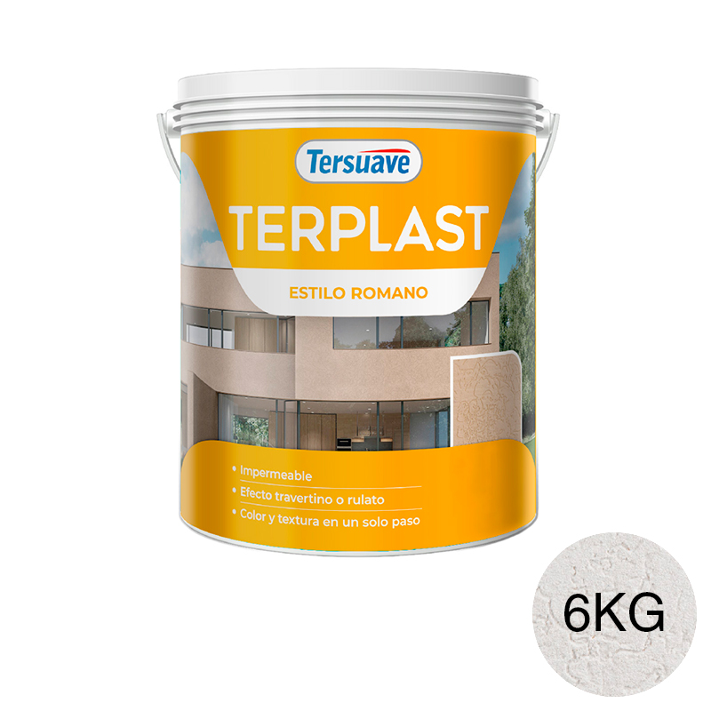 Revestimiento Plastico Revoque Texturado Terplast Romano Grueso Blanco 6Kg