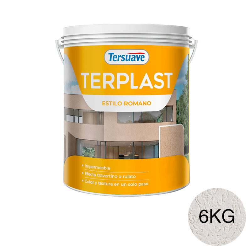 Revestimiento Plastico Revoque Texturado Terplast Romano Mediano Blanco 6Kg