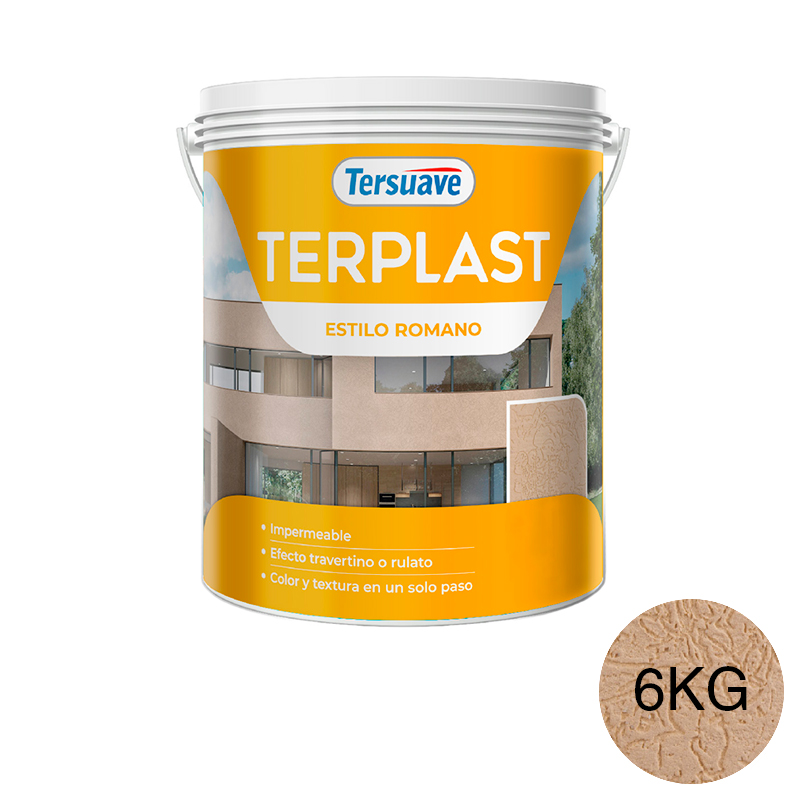 Revestimiento Plastico Revoque Texturado Terplast Romano Mediano Marfileño 6Kg