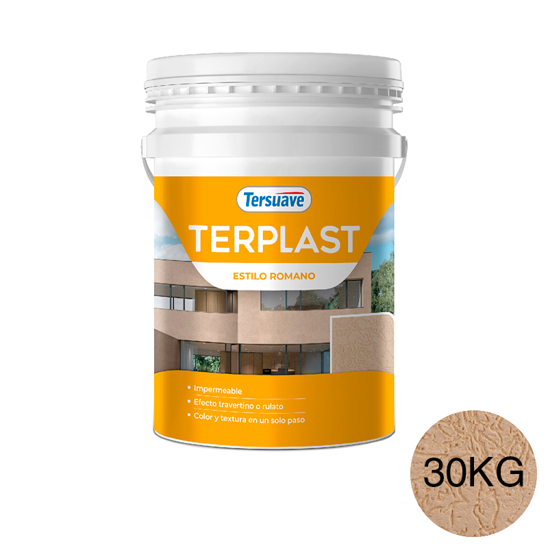 Revestimiento Plastico Revoque Texturado Terplast Romano Mediano Marfileño 30Kg