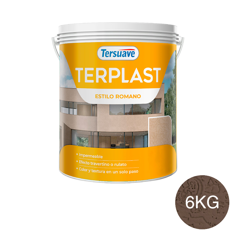 Revestimiento Plastico Revoque Texturado Terplast Romano Mediano Marron Serrano 6Kg