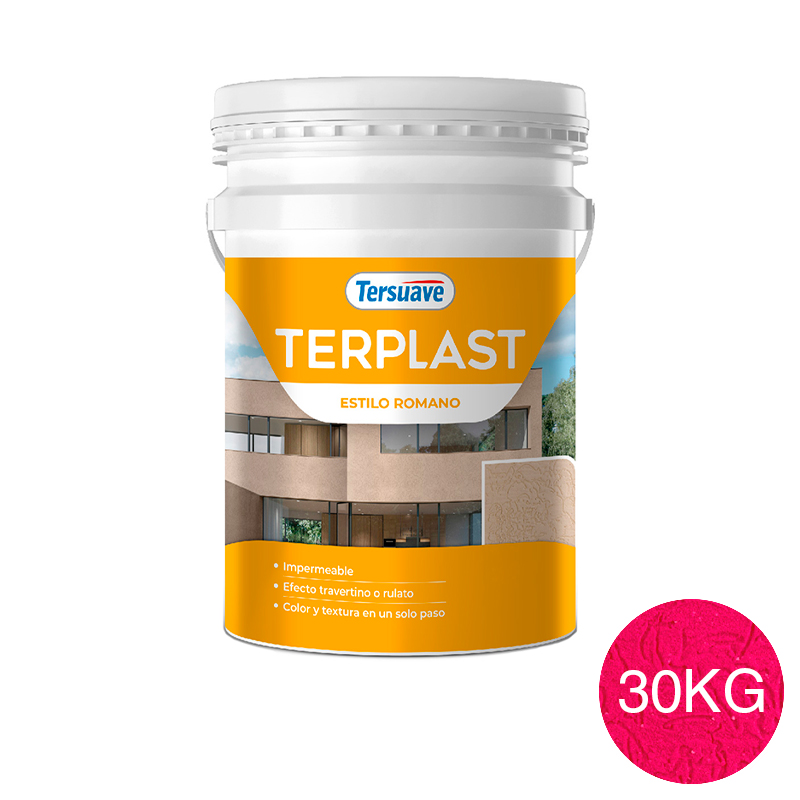 Revestimiento Plastico Revoque Texturado Terplast Romano Mediano Rojo Fresa 30Kg