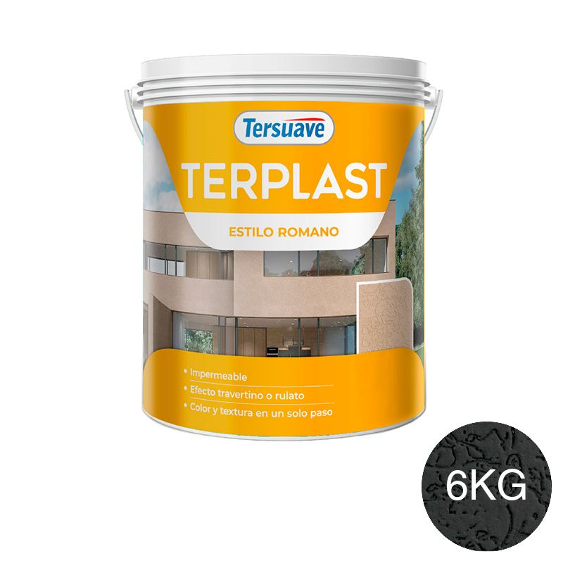 Revestimiento Plastico Revoque Texturado Terplast Romano Mediano Gris Roca 6Kg