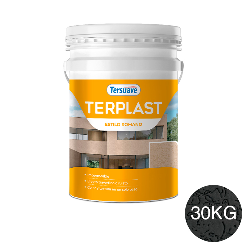 Revestimiento Plastico Revoque Texturado Terplast Romano Mediano Gris Roca 30Kg