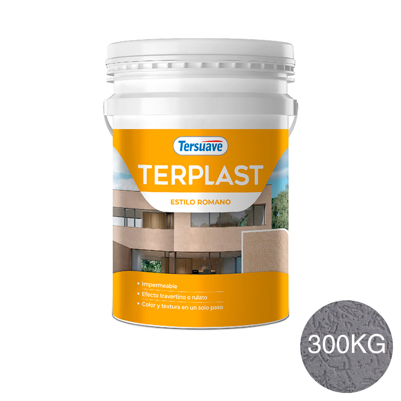 Revestimiento Plastico Revoque Texturado Terplast Romano Mediano Gris Bruma 300Kg