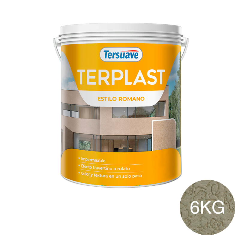 Revestimiento Plastico Revoque Texturado Terplast Romano Mediano Verde Liquen 6Kg