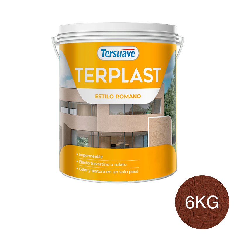Revestimiento Plastico Revoque Texturado Terplast Romano Mediano Rojo Criollo 6Kg