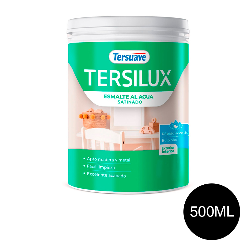 Esmalte al Agua Multiproposito Secado Rapido Tersuave Negro Satinado 500ml