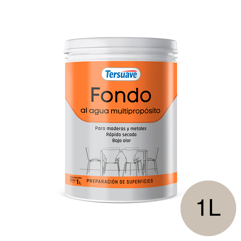 Fondo al Agua Multiproposito Maderas Metales Tersuave Gris Mate 1L