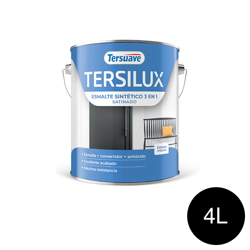 Esmalte Sintetico Satinado Convertidor Antioxido Tersuave Negro 4L