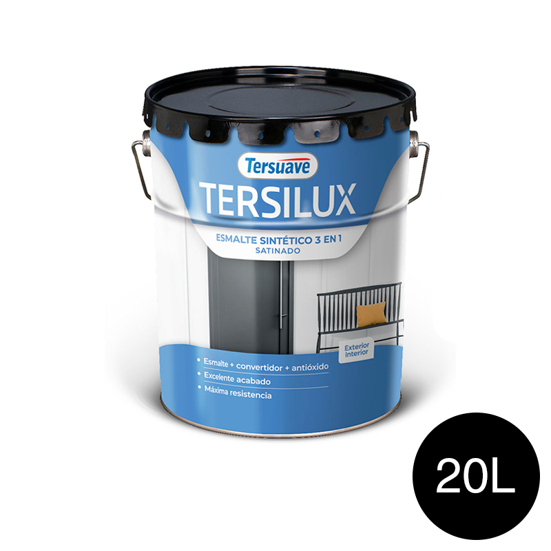 Esmalte Sintetico Satinado Convertidor Antioxido Tersuave Negro 20L
