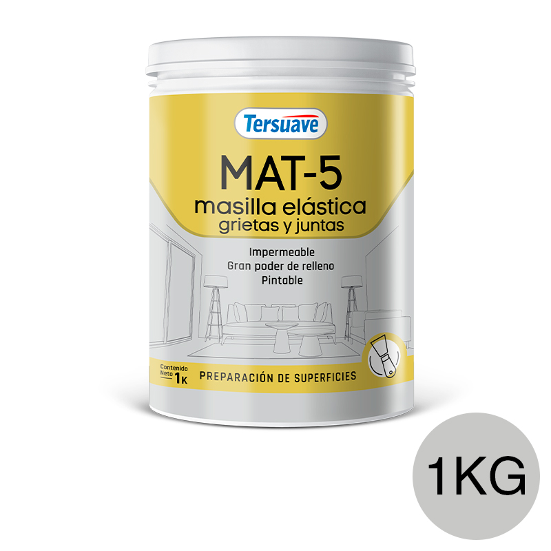 Masilla Acrilica elastomerica MAT 5 Gris 1 kgs