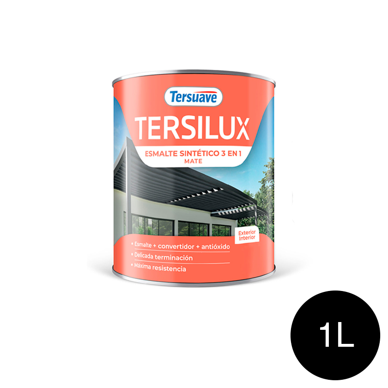 Esmalte Sintetico Mate Convertidor Antioxido Tersuave Negro 1L