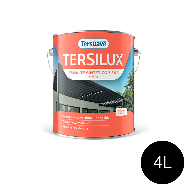 Esmalte Sintetico Mate Convertidor Antioxido Tersuave Negro 4L