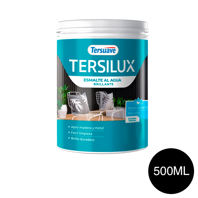 Esmalte al Agua Multiproposito Secado Rapido Tersuave Negro Brillante 500ml