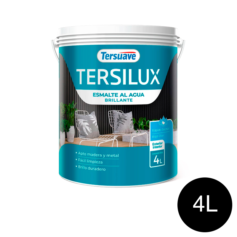 Esmalte al Agua Multiproposito Secado Rapido Tersuave Negro Brillante 4L