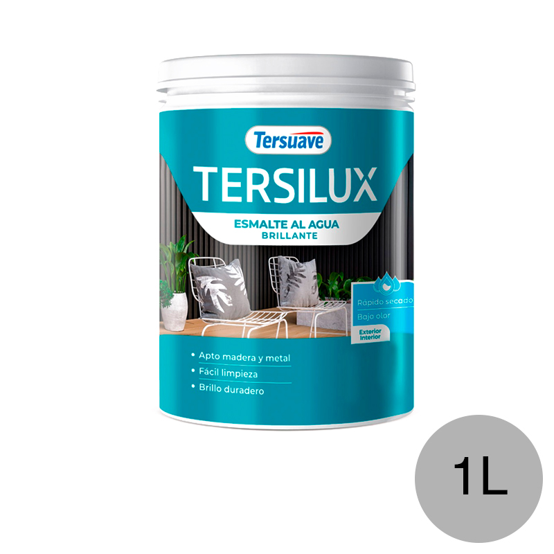 Esmalte al Agua Multiproposito Secado Rapido Tersuave Gris Espacial Brillante 1L