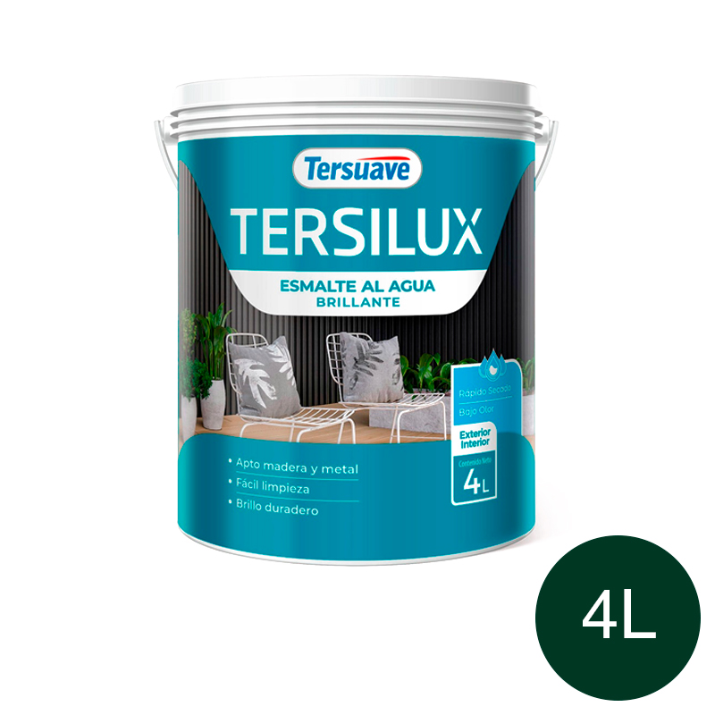 Esmalte al Agua Multiproposito Secado Rapido Tersuave Verde Ingles Brillante 4L
