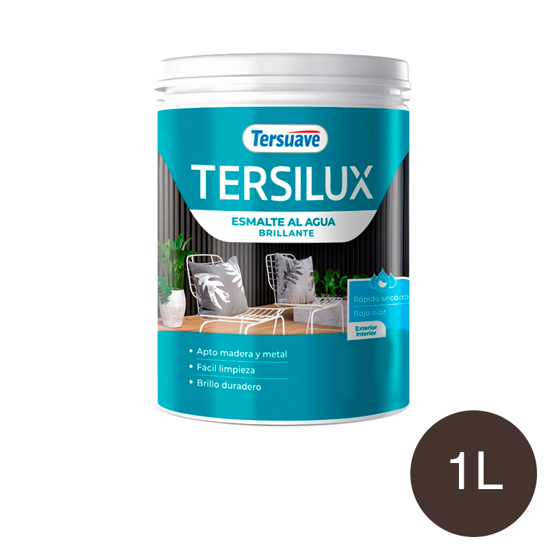 Esmalte al Agua Multiproposito Secado Rapido Tersuave Marron Brillante 1L