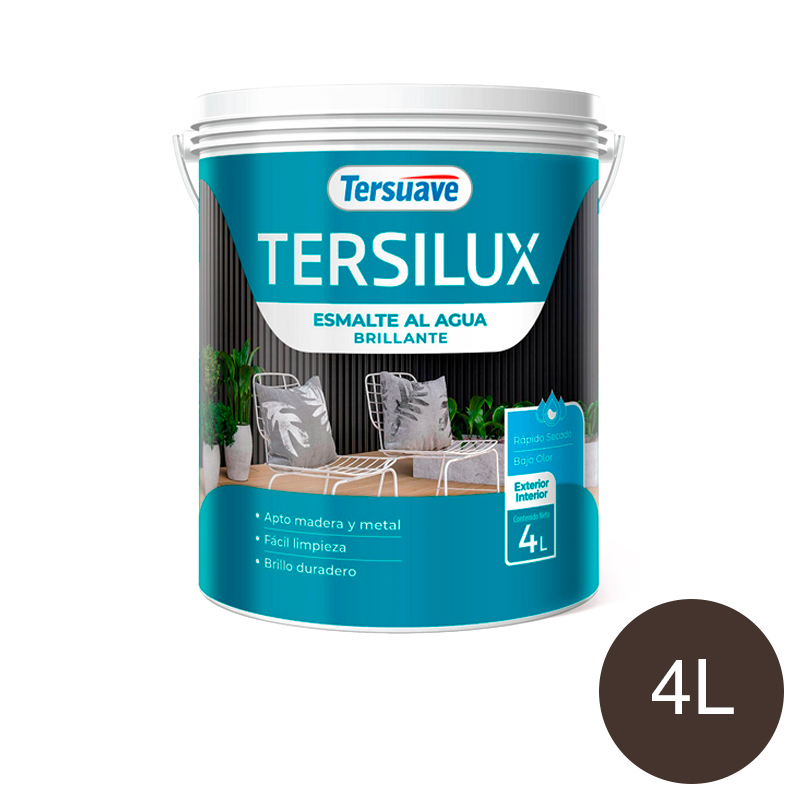 Esmalte al Agua Multiproposito Secado Rapido Tersuave Marron Brillante 4L