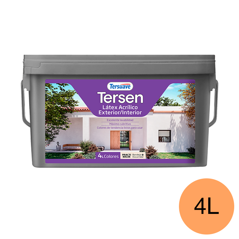Latex&#x20;Exterior&#x20;Interior&#x20;Mate&#x20;Tersen&#x20;Naranja&#x20;Alegre&#x20;4L