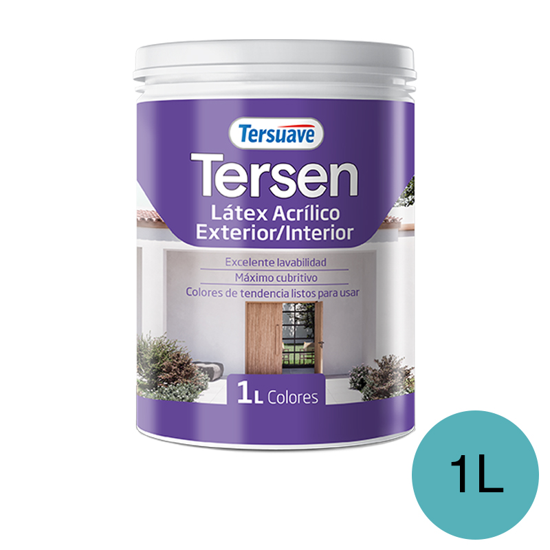 Latex&#x20;Exterior&#x20;Interior&#x20;Mate&#x20;Tersen&#x20;Turquesa&#x20;Vibrante&#x20;1L