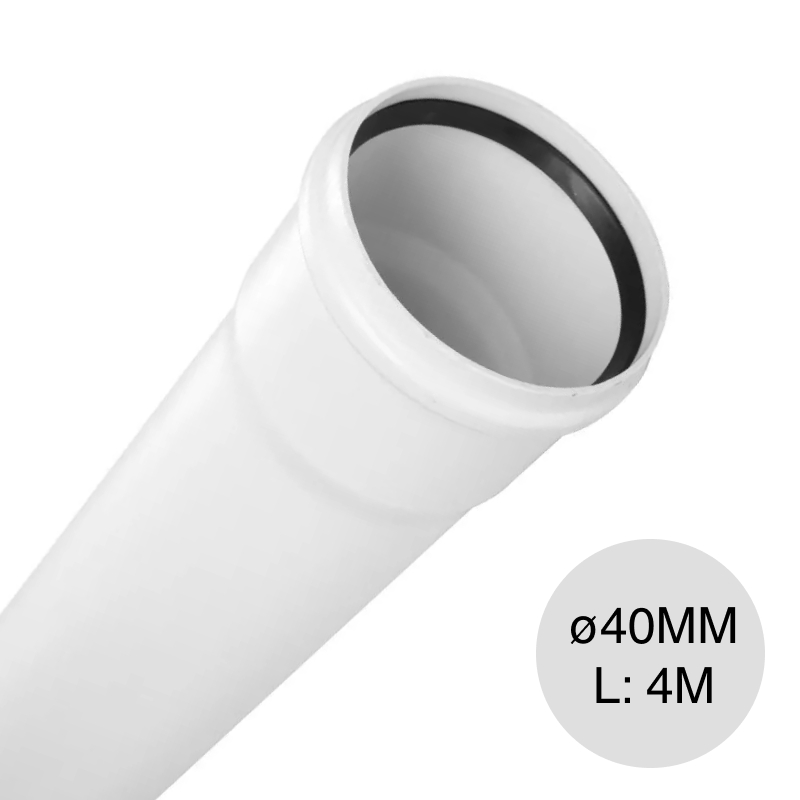 Caño tubo Junta Elastica desagüe cloacal pluvial pvc ø 40mm x 4m