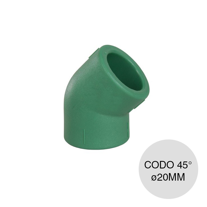 Codo 45° Fusion agua fria caliente polipropileno ø 20mm