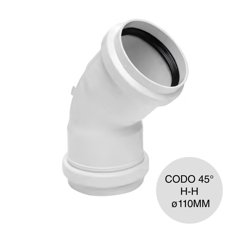 Codo 45º Hembra-Hembra Junta Elastica desagüe cloacal pluvial pvc ø 110mm