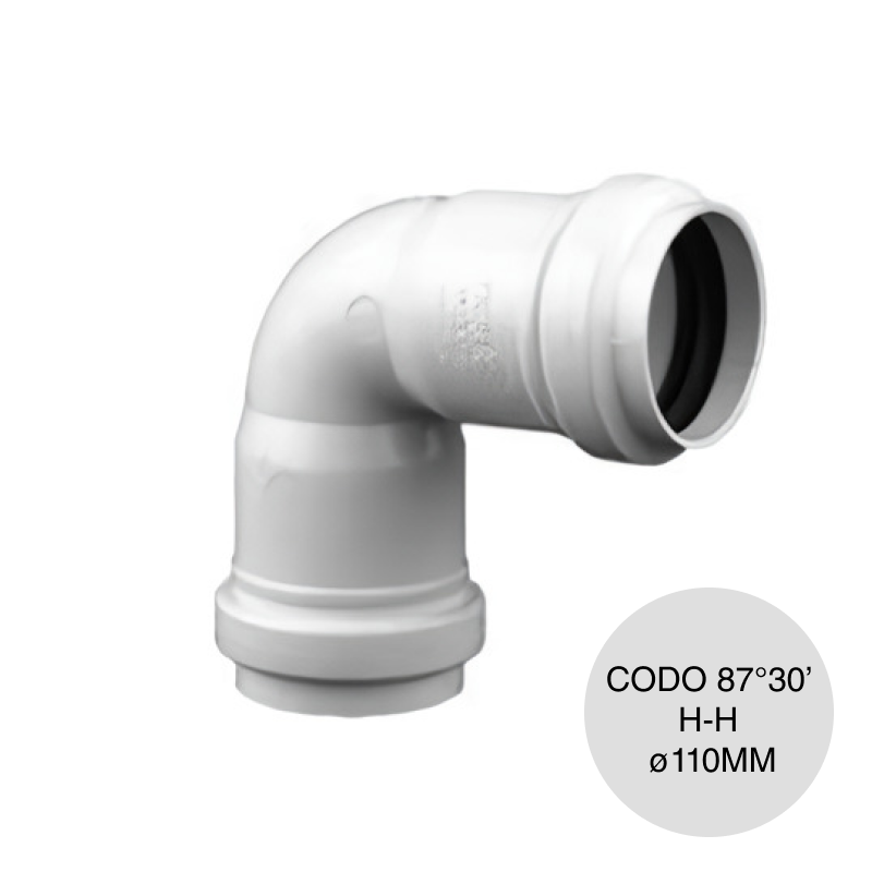 Codo 87º 30' Hembra-Hembra Junta Elastica desagüe cloacal pluvial pvc ø 110mm