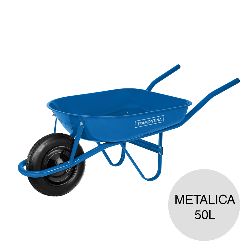 Carretilla metalica rueda neumatica azul 50l