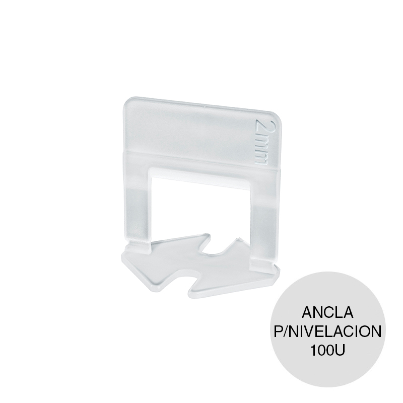 Ancla recta p/nivelacion azulejos polipropileno 2mm bolsa x 100u