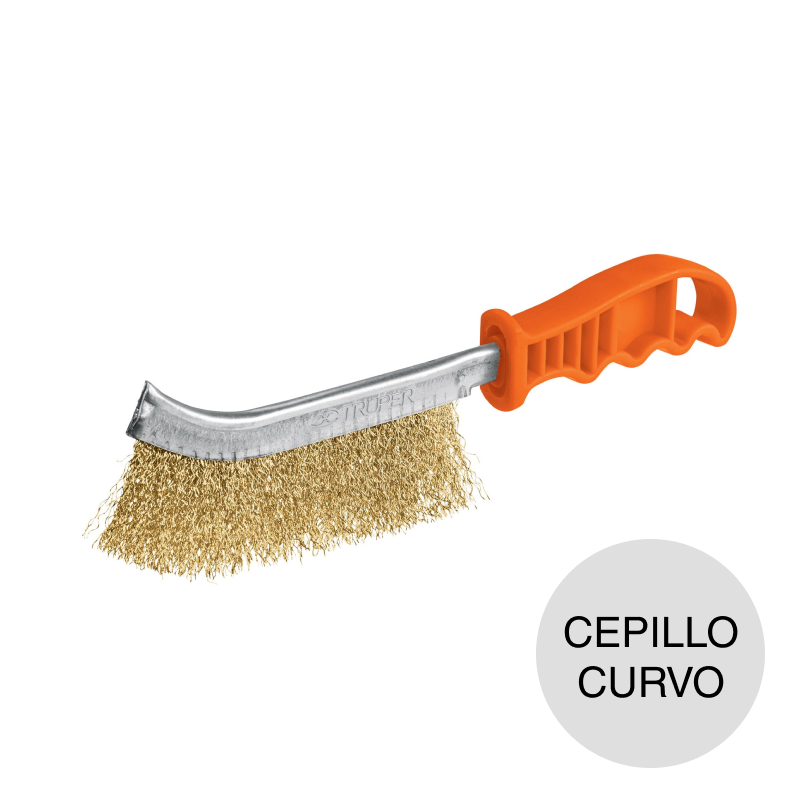 Cepillo curvo anti-chispa acero latonado mango plastico 240mm