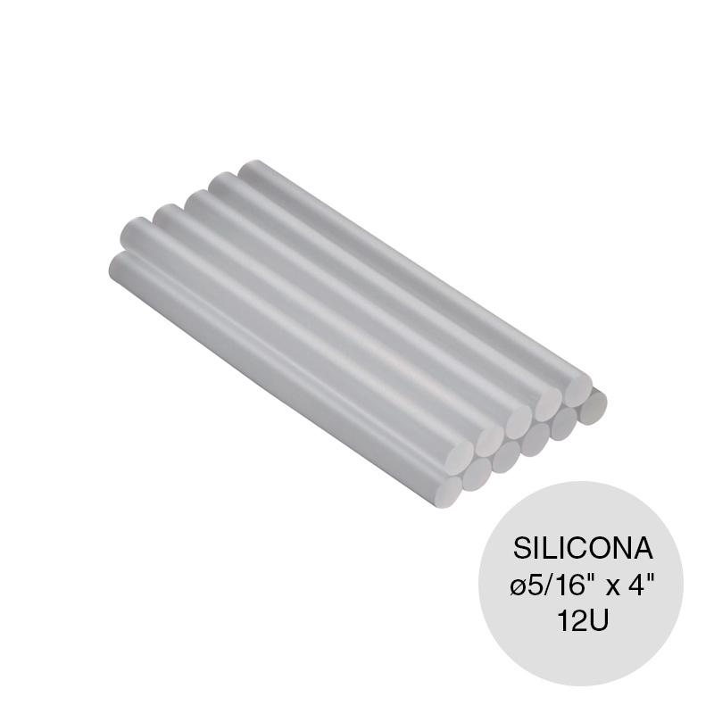 Barra adhesiva silicona transparente ø 5/16" x 4" blister x 12u