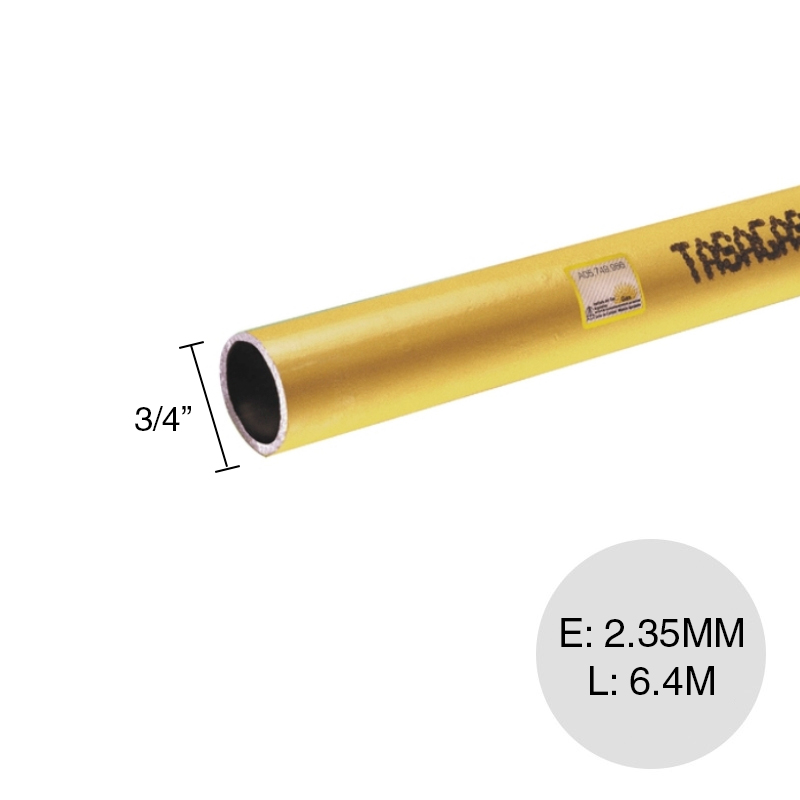 Caño revestido epoxi liso TasaGas ø 3/4" x 6.4m x 2.35mm