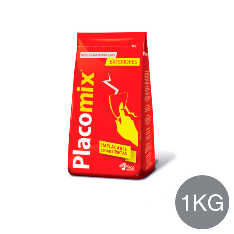 Mezcla cementicia reparar superficies Placomix exterior gris x 1kg