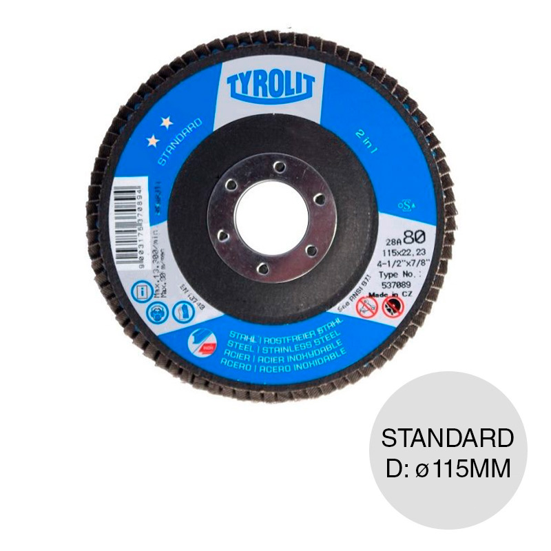 Disco amoladora Flap Standard corte metal ZA80-B ø 115mm x ø 22.23mm