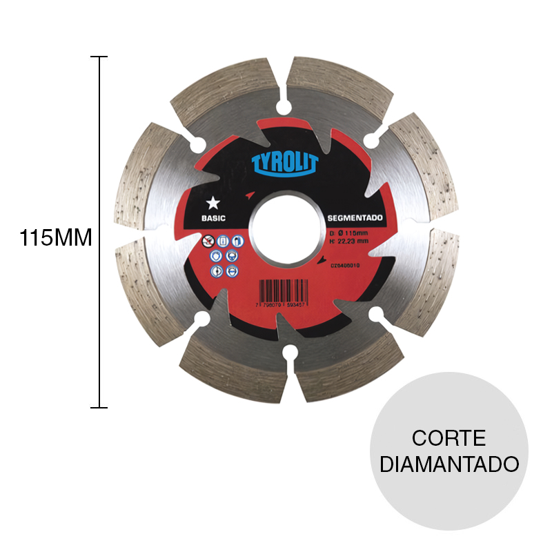 Disco corte diamantado Basic segmentado ø 4 1/2" - ø 115mm