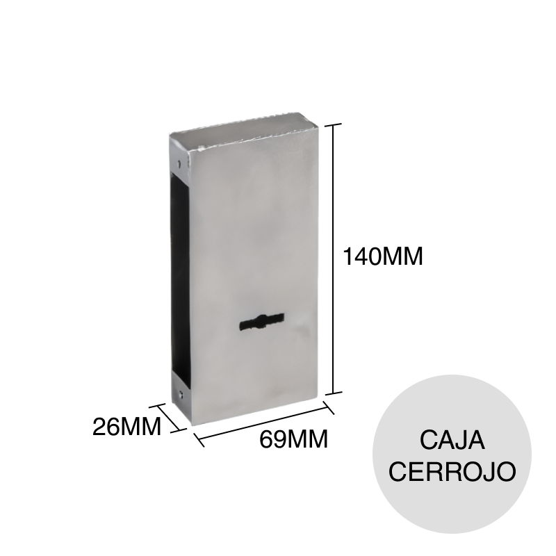 Caja cubre cerrojo Acytra chapa laminada 26mm x 69mm x 140mm