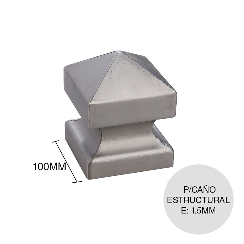 Tapa piramide p/caño estructural chapa laminada 1.5mm x 100mm x 100mm