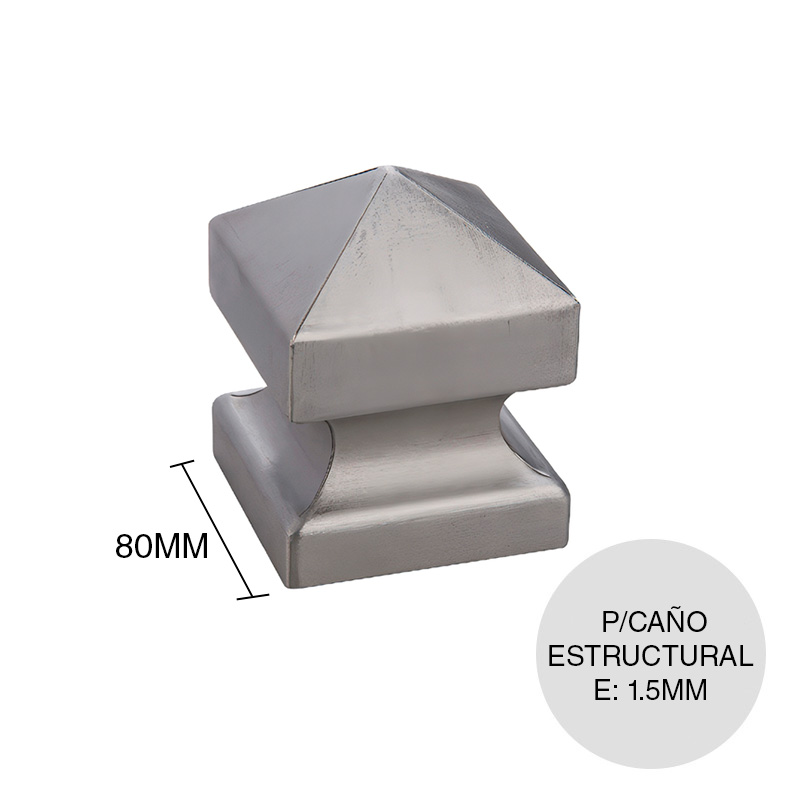 Tapa piramide p/caño estructural chapa laminada 1.5mm x 80mm x 80mm