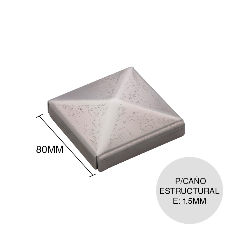 Tapa cuadrada p/caño estructural chapa laminada 1.5mm x 80mm x 80mm