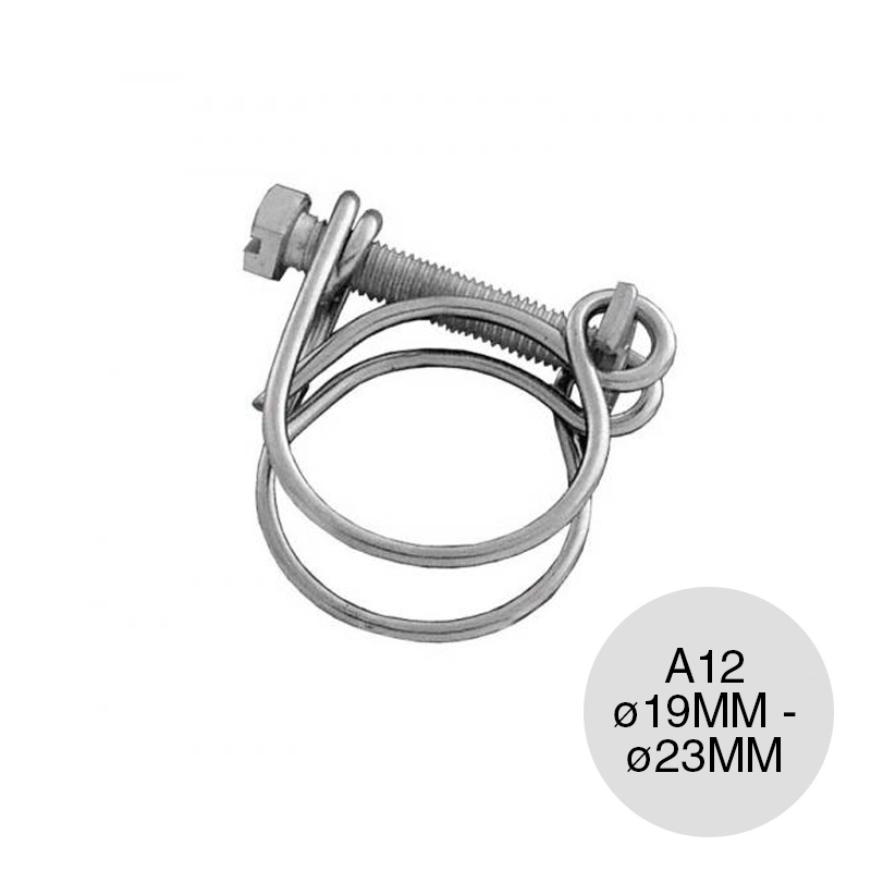 Abrazadera alambre galvanizado c/tornillo A12 ø 19mm - ø 23mm