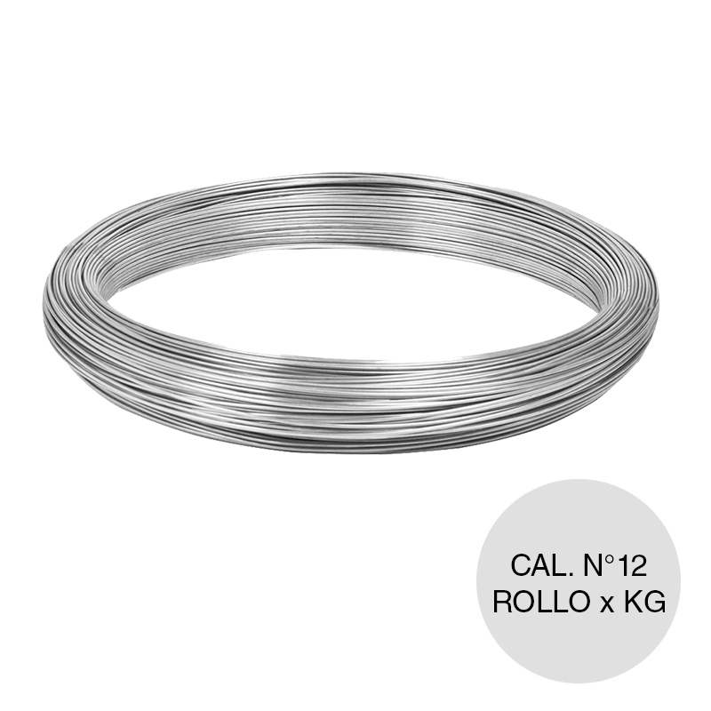 Alambre atar galvanizado calibre Nº12 x ø 2.64mm rollo x kg