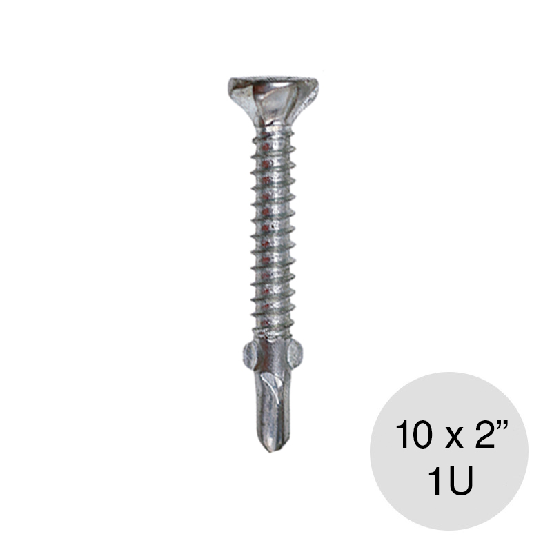 Tornillo autoperforante con alas estriado 10 x 2"
