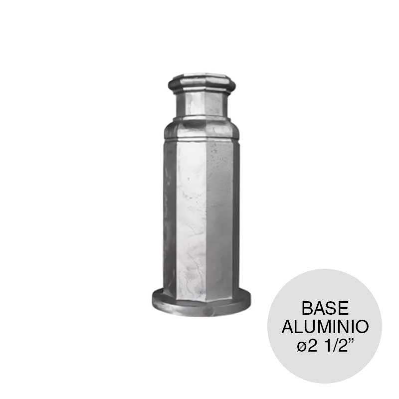Base columna p/caño ø 2 1/2" aluminio 160mm x 380mm